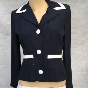 JBS Navy Blue White Channel Style Blazer New Sz 4P